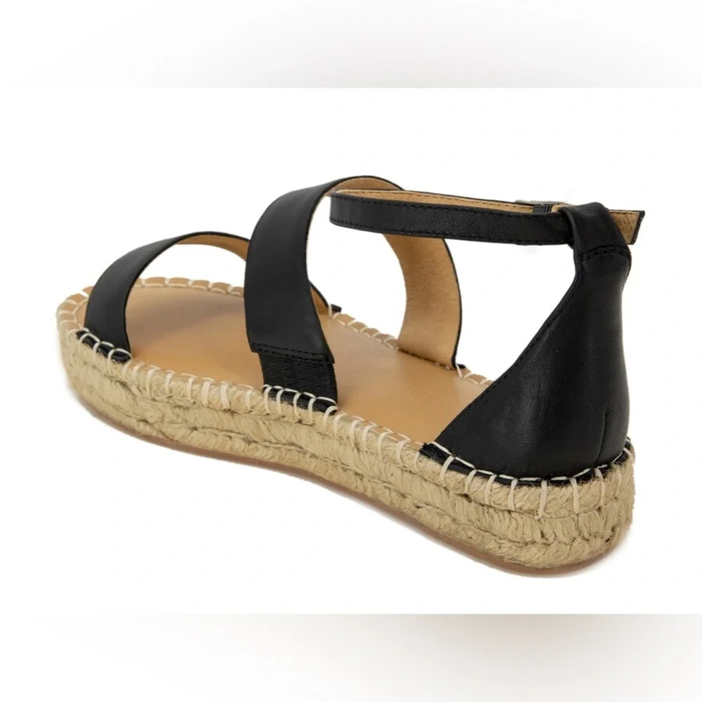 Splendid Women’s Morgan Black Leather Platform Espadrille Sandals Sz 7 NWT